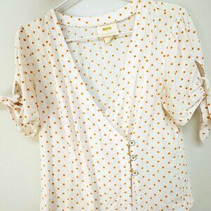 MAEVE by Anthropologie Polka Dot V-Neck Blouse